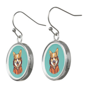 Funny Corgi Wearing Hoodie Earrings