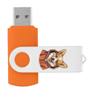Funny Corgi Wearing Hoodie Flash Drive