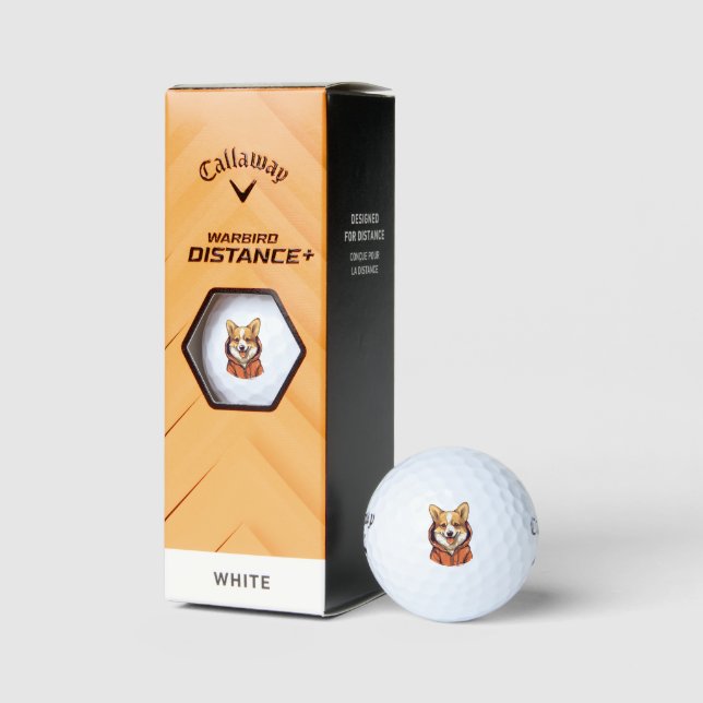 Funny Corgi Wearing Hoodie Golf Balls (Packaging)