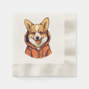 Funny Corgi Wearing Hoodie Napkins