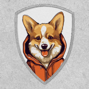 Funny Corgi Wearing Hoodie Patch