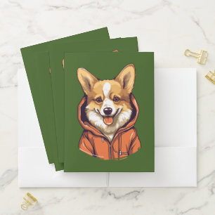 Funny Corgi Wearing Hoodie Pocket Folder
