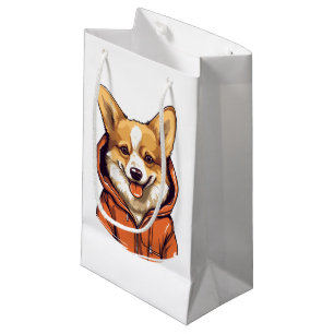 Funny Corgi Wearing Hoodie Small Gift Bag