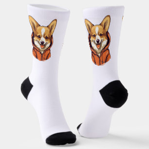 Funny Corgi Wearing Hoodie Socks