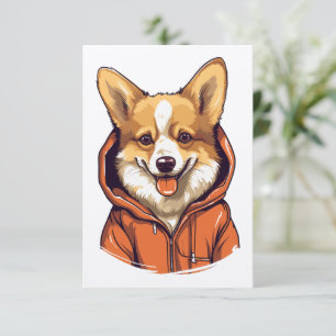 Funny Corgi Wearing Hoodie Thank You Card