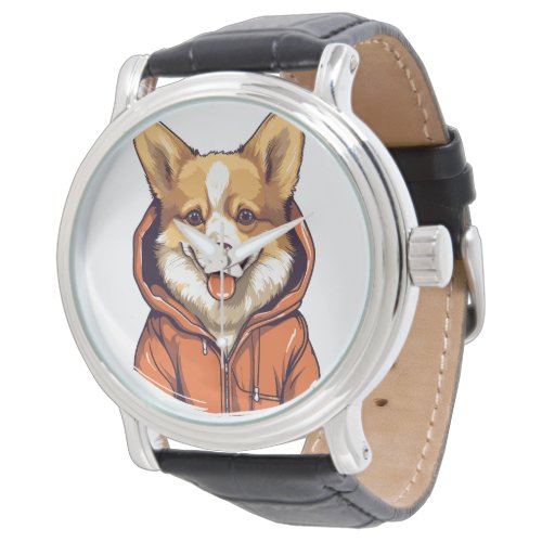 Funny Corgi Wearing Hoodie Watch