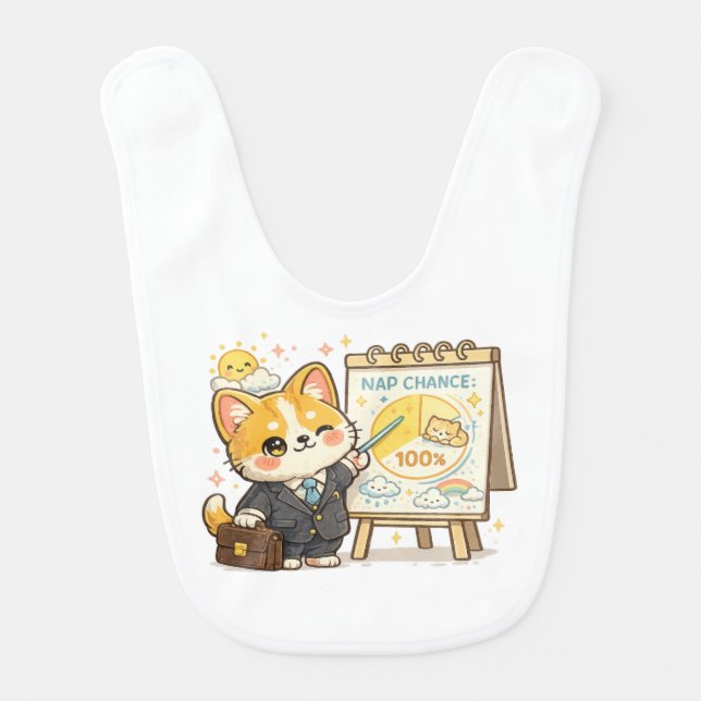 Funny Corgi Weather Nap Chance Baby Bib (Front)