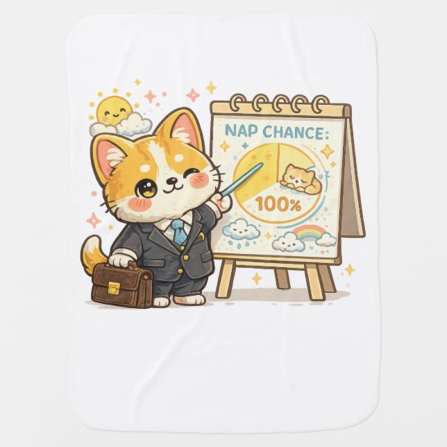 Funny Corgi Weather Nap Chance Baby Blanket (Front)