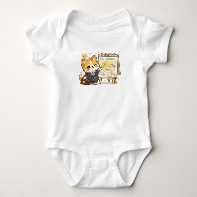 Funny Corgi Weather Nap Chance Baby Bodysuit (Front)