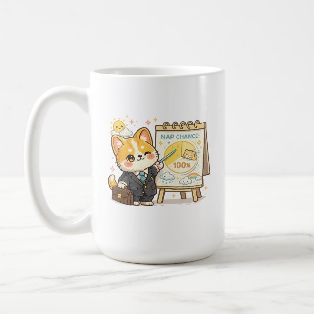 Funny Corgi Weather Nap Chance Coffee Mug (Left)