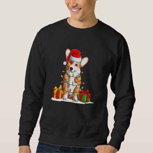 Funny Corgi With Santa Hat Corgi Christmas Pajama  Sweatshirt