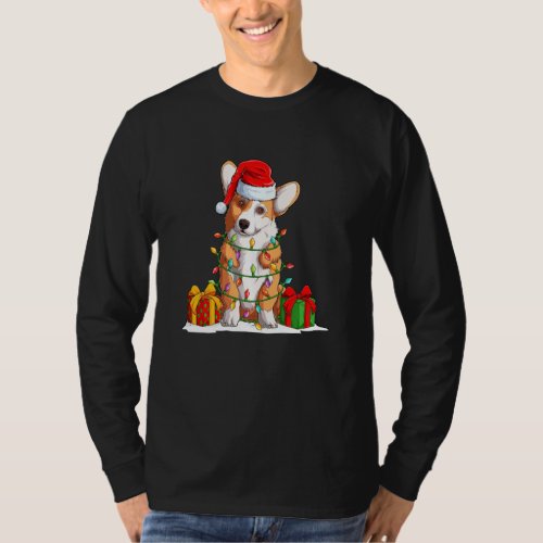 Funny Corgi With Santa Hat Corgi Christmas Pajama  T_Shirt