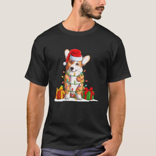 Funny Corgi With Santa Hat Corgi Christmas Pajama T_Shirt