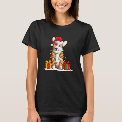 Funny Corgi With Santa Hat Corgi Christmas Pajama  T_Shirt