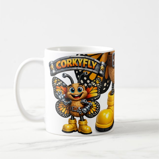 Funny Corky Fly Coffee Mug (Left)