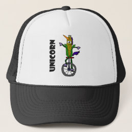 Funny Corn ear Riding Unicycle UNICORN Cartoon Trucker Hat