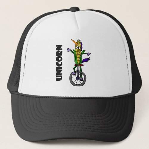 Funny Corn ear Riding Unicycle UNICORN Cartoon Trucker Hat