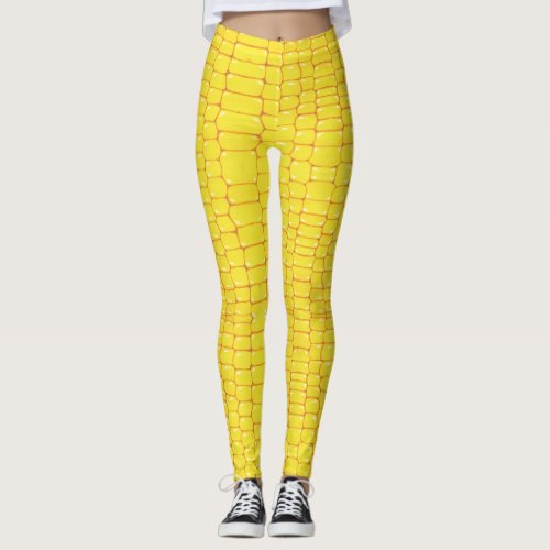 Funny Corn Pattern Leggings Original Hand_Painted