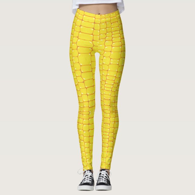 Funny Corn Pattern Leggings |Original Hand-Painted (Front)