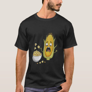 Funny Corn Vegetable Popcorn Humor Art Design T-Shirt