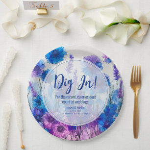 💍 Funny Cornflowers and Lavender Elegance Paper Plates
