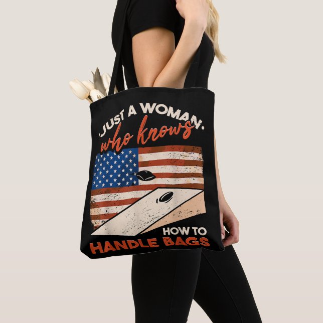 Funny Cornhole American Flag Cornhole  Tote Bag (Close Up)