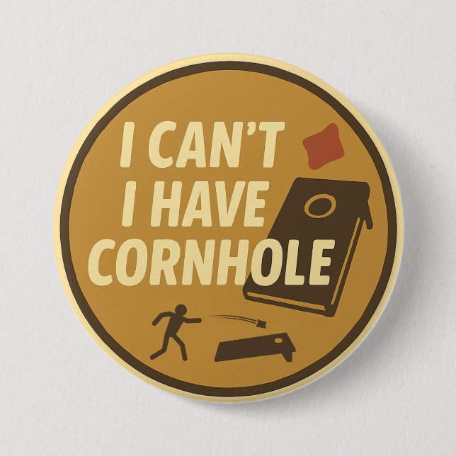 Funny Cornhole Game Enthusiast Graphic Button (Front)
