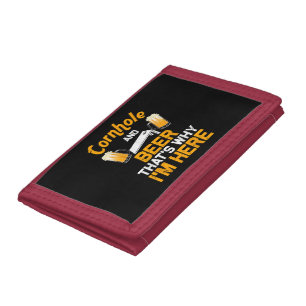 Funny Cornhole Gift For Men Cornhole Player Beer Trifold Wallet