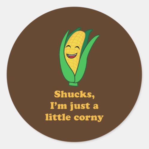 Funny Corny Corn Pun Sweet Corn on the Cob Farmer Classic Round Sticker