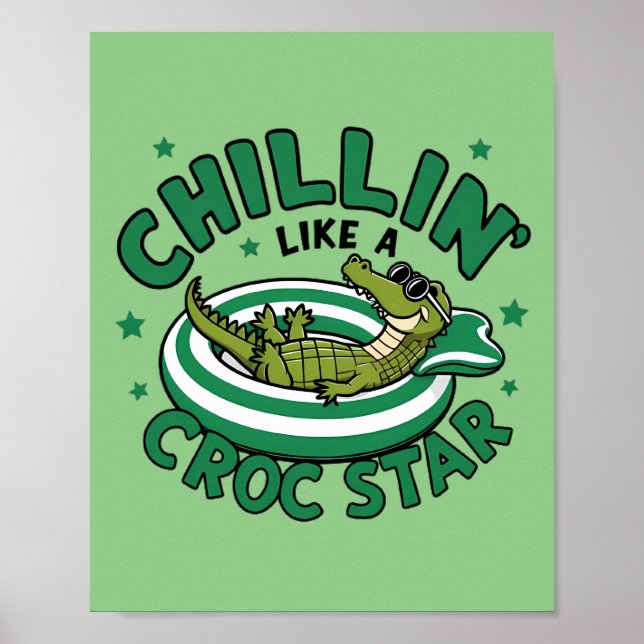 Funny corocdile cartoon croc summer poster (Front)