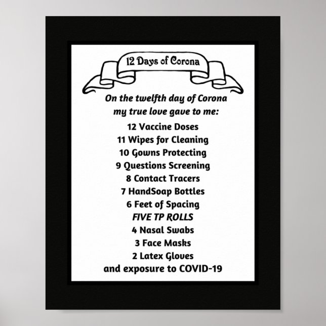 Funny Corona Gift Song: Twelve Days of Corona Poster (Front)
