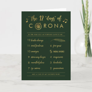Funny Corona Holiday Gold Twelve Days Green