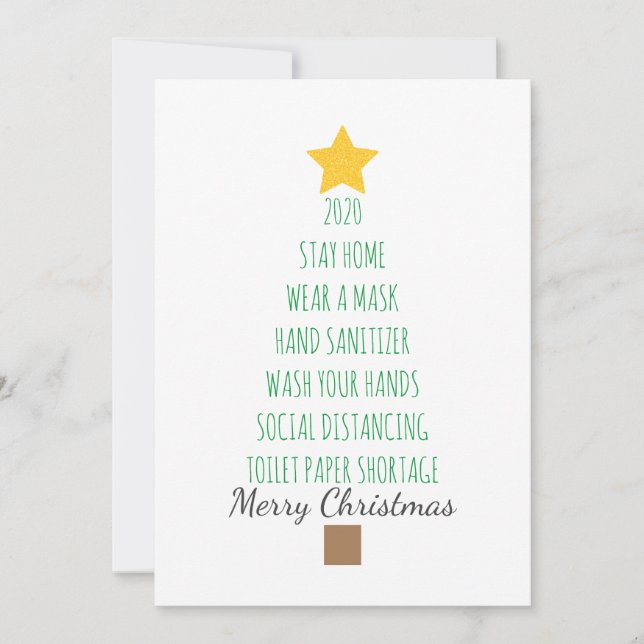 Funny Coronavirus 2020 Merry Christmas Tree Holiday Card (Front)