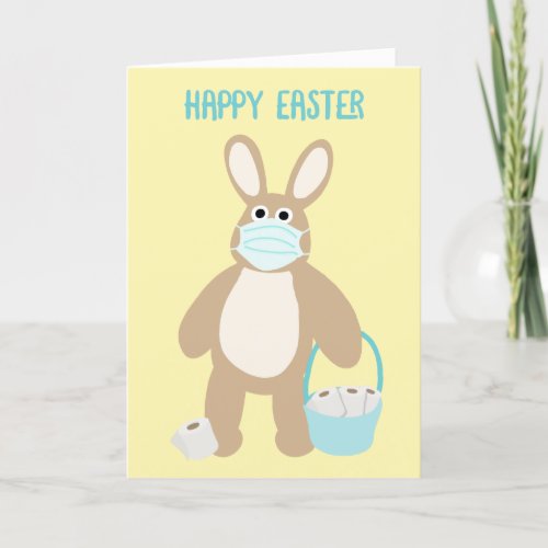 Funny Coronavirus Easter Bunny with Mask Card