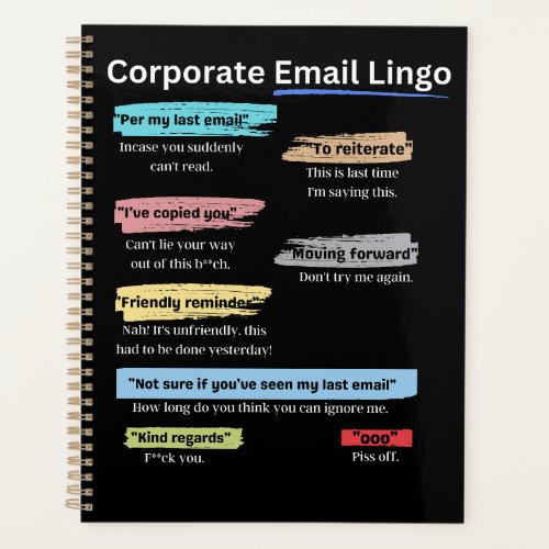 Funny Corporate email lingo Planner
