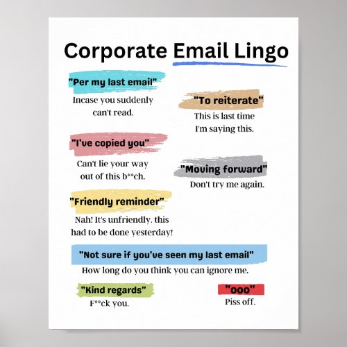 Funny Corporate email lingo Poster