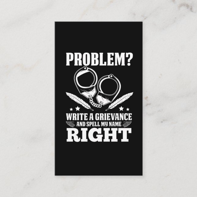 Funny Correctional Officer Grievance humor Business Card (Front)