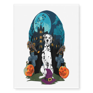 Funny costume Dalmatian Scary Dog Halloween Moon G Temporary Tattoos