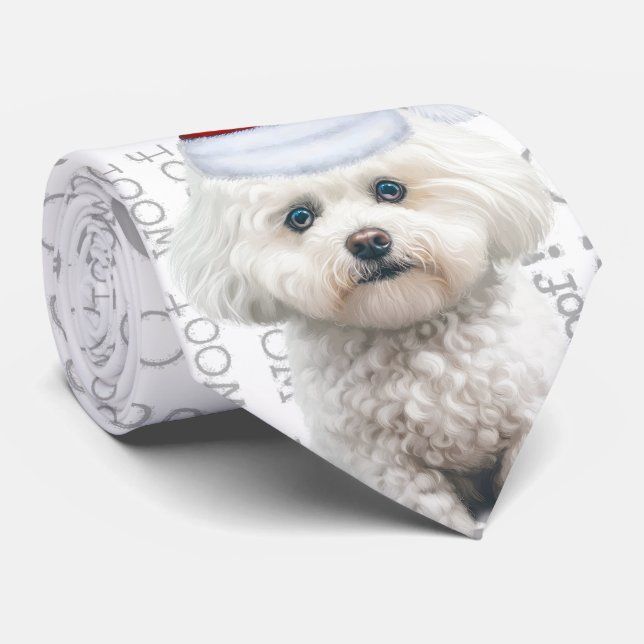 Funny Coton de Tulear Christmas Dog Lover Neck Tie (Rolled)