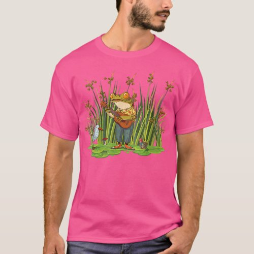 Funny Cottagecore Frog Playing Guitar Countrycore  T_Shirt
