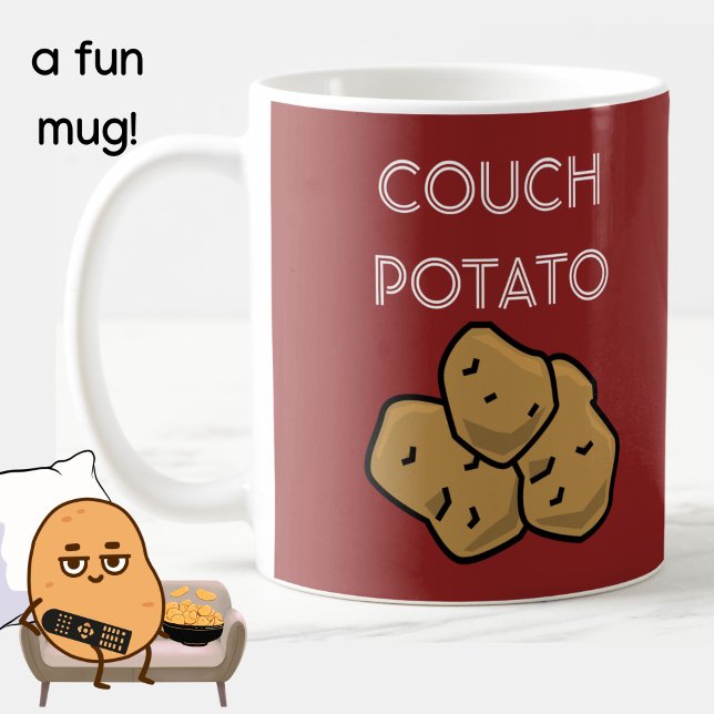 Funny "Couch Potato" Binge Watching Coffee Mug (A fun mug for the lovable couch potato in your life. Terra cotta. Choice of colors available. )