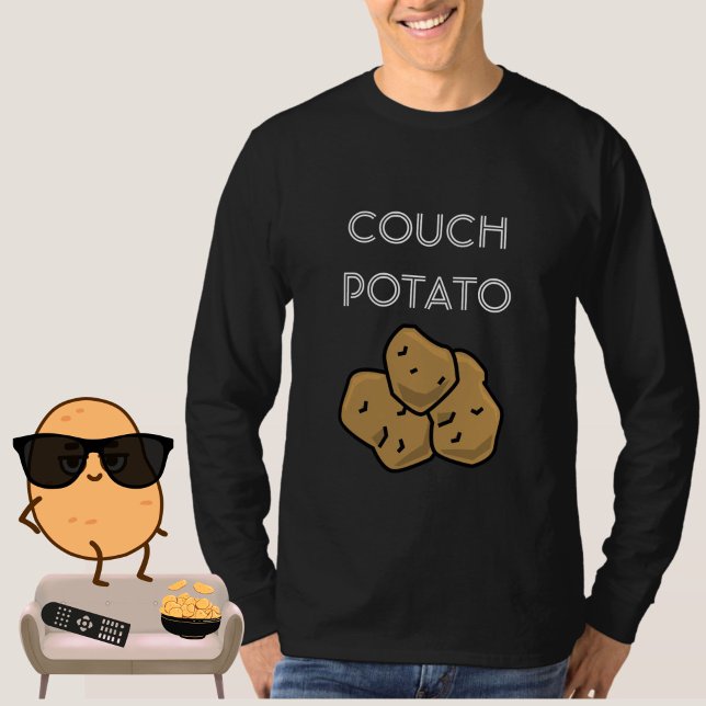 Funny "Couch Potato" Binge Watching T-Shirt (This funny t-shirt is for the lovable couch potato in your life! Black. Choice of colors available. )
