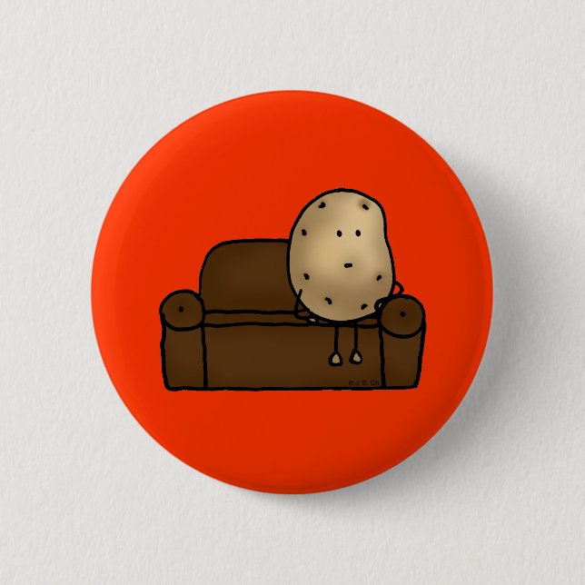 Funny Couch Potato Cartoon Design   Button (Front)