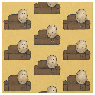 Funny Couch Potato Cartoon Design Fabric