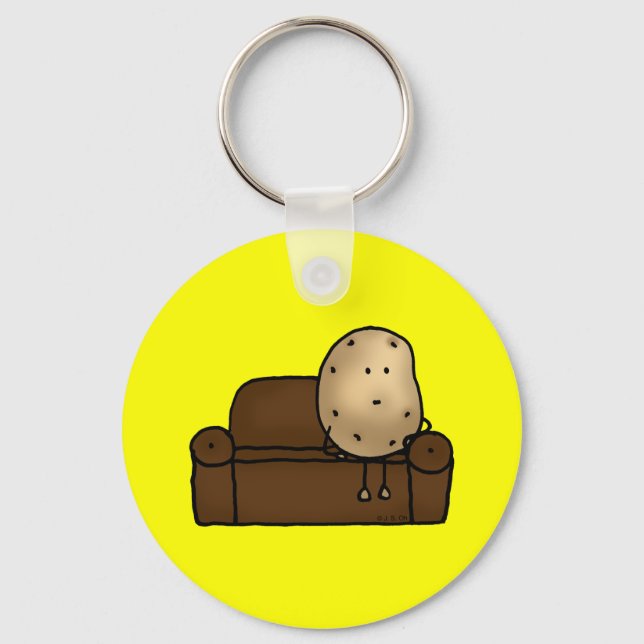 Funny Couch Potato Cartoon Design   Keychain (Front)