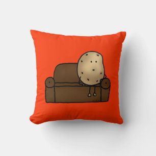 Funny Couch Potato Cartoon Design Throw Pillow