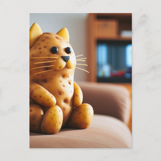 Funny Couch Potato Cat Pun Postcard (Front)