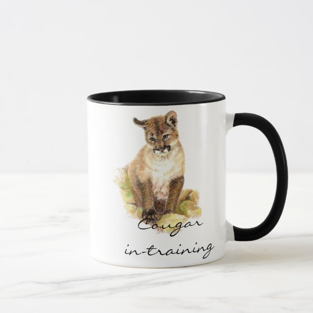 Funny Cougar in-training with Cub, Kitten Mug (Right)