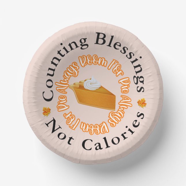 Funny Counting Blessings Not Calories Thankful  Paper Bowls (Front)