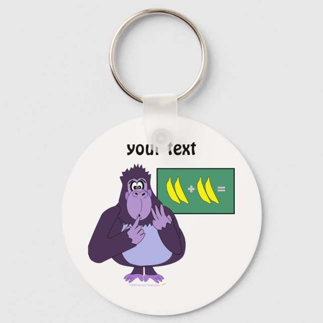 Funny Counting Gorilla Math Custom Keychain (Front)